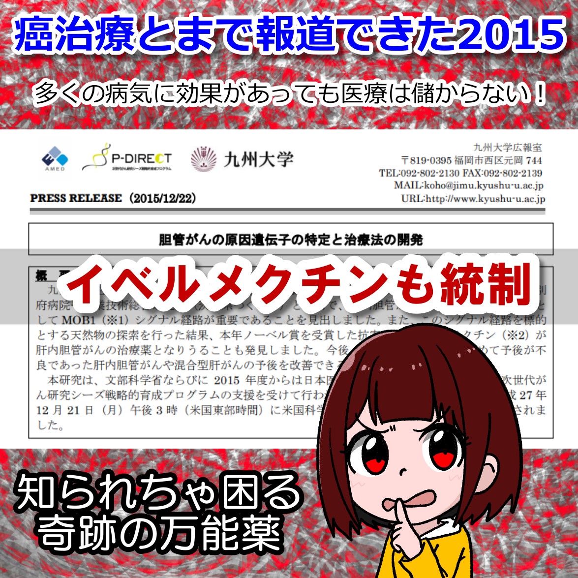 肝臓癌にもイベルメクチンに効果ありと報道できた2015年