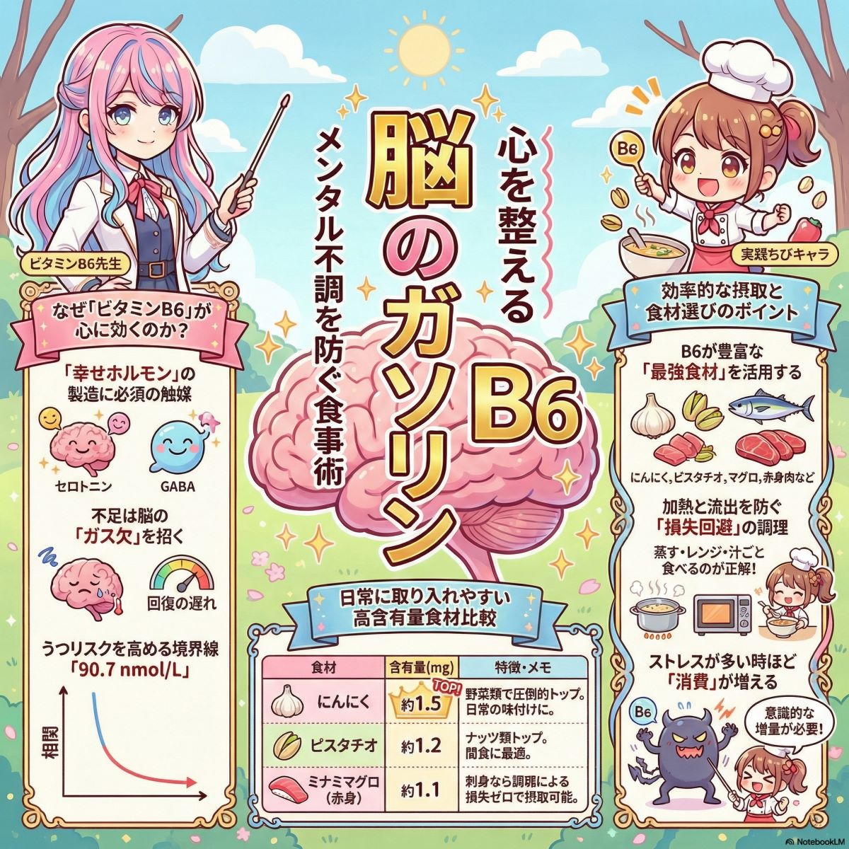 ビタミンB6濃度が高いほどうつ病リスクは低下