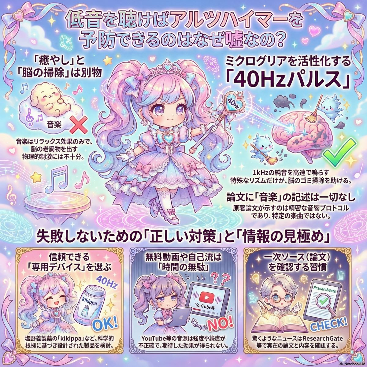 40Hz音の予防効果がなぜ今すぐ完治と言えないの？