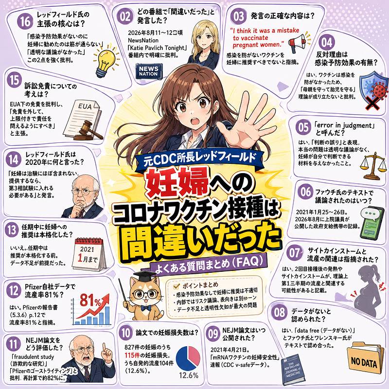 【元CDC所長レッドフィールド】妊婦へのコロナワクチン接種は間違いだった件のよくある質問（FAQ）