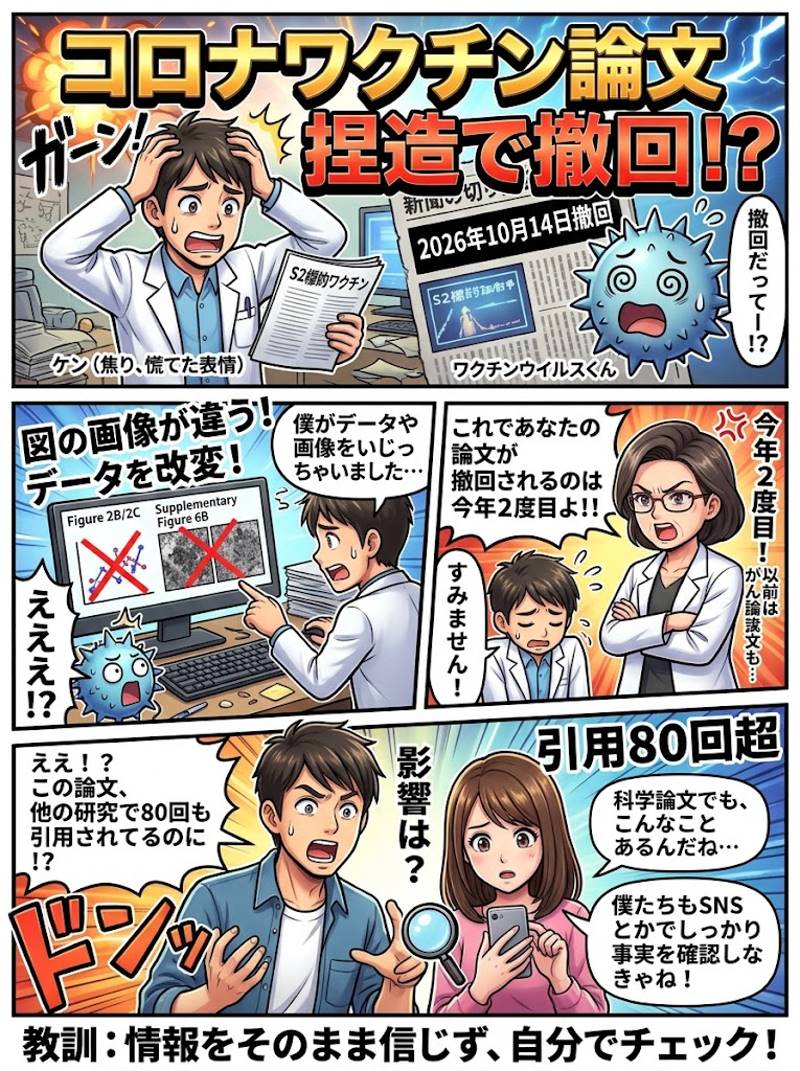 引用80回超のコロナワクチン論文が4年越しに撤回！S2標的ワクチンのデータ改ざんと研究不正の実態